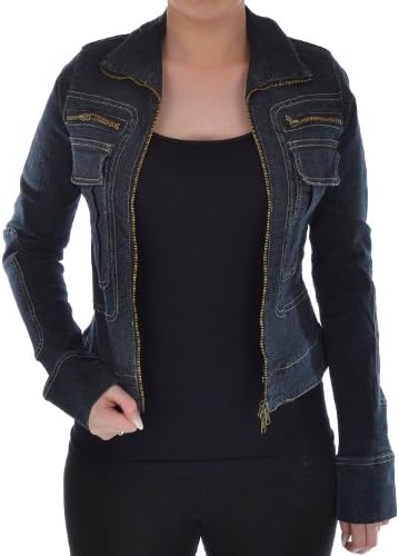 Miss Posh Womens Zipped Dark Denim Jean Jacket