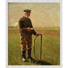 Tableau avec cadre: Walter Leistikow, "Bauer (Holzf�ller)", 59 x 71 - Aluminium Basic M: Argent mate