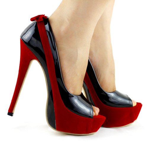 black red high heels