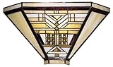 Dale Tiffany 7443/1LTW Oak Park Wall Sconce Light, White and Art Glass Shade
