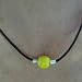Ceramic Tennis Ball Necklace on Leather Necklace