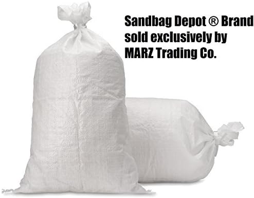 Sand Bags - Empty White Woven Polypropylene Sandbags w/ Ties, w/ UV Protection; size: 14 x 26 , Qty of 10 by Sandbag Depot