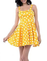 Vintage Spaghetti Strap Cotton Summer Dots Print Short  Dress