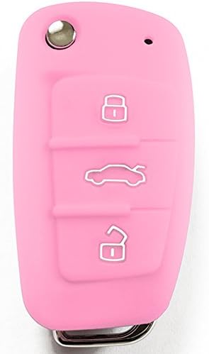 Light Pink Accented White Smart Remote Key Cover Protector for Audi