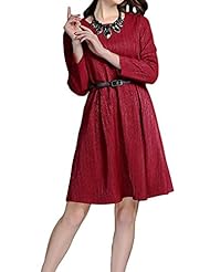 Sexy Belted Fall Long Sleeves Round Neck  Dress