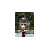 Gas Light America GL021 Old New Orleans Series Copper Natural Gas Light With Open Flame Burner On Post Mount