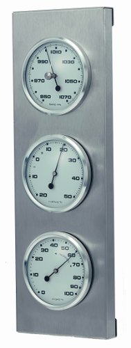 Sunartis 3-4013 THB197 Wetterstation aus Edelstahl mit Barometer, Hygrometer und Thermometer