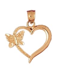 Dazzlers Solid 14k Gold Butterfly Heart Charm Pendant Available in three colors from jewelsberry (weights: 1.5 grams only)