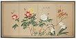 Large Wall Art Screens - Simple Serene Nature Scene - Butterflies in Garden Chinese Ink & Watercolor Painting - 3 Sizes