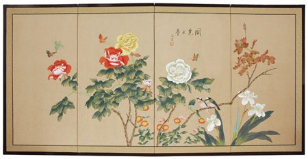 Butterflies in Garden, Asian Wall Art Screen Painting