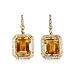 14k Gold Emerald Cut Bezel Set Citrine and Diamond Earring (0.42ct.tw)