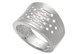 14K White Gold Hand-Crafted Matte-Finish Ring, Etched and Enhanced with Burnish Diamonds.