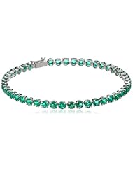10k Gold Round Created Emerald Tennis Bracelet