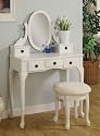 Furniture online: White Finish Vanity with Stool and Drawers