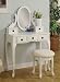 White Finish Vanity with Stool and Drawers