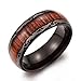 Caperci Men's 8mm Vintage Dome Wood Black Tungsten Carbide Ring Wedding Band Size 7 to 13