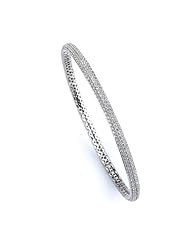 Sterling Silver - Silver and CZ Bangle