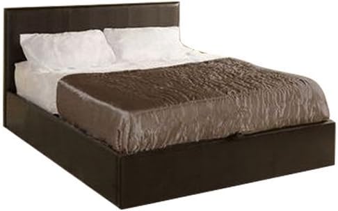 Madrid Brown 4ft 6in Double Faux Leather Ottoman Storage Gas Lift Bed by bedsandbeds.