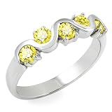 1/2ct Yellow Round 14K White Gold 5 Stone Diamond Ring
