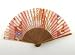 Japanese Silk Handheld Fan, Multi-Color Bars of Pink Flowers HF217
