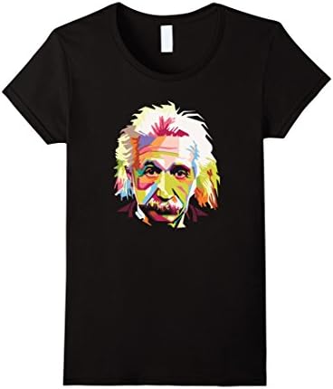 Women's Fun Colorful Albert Einstein T-Shirt Medium Black