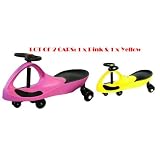 Lot of 2, Pink and Yellow Rolling Coaster (2012 Ed.) the Wiggling Wiggle Race Car Premium Scooter ~ Kids Motor Store
