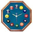 13in Octagon Billiard Clock Mahogany & Std Green Mali Felt