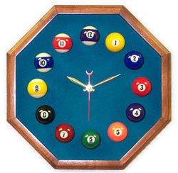13in Octagon Billiard Clock Felt Clocks
