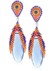 Miguel Ases Blue Hydro-Quartz Embroidered Drop Earrings