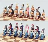 Metallic Egyptian And Roman Chess Set, King:2-7/8