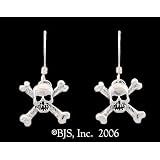 Pirates Skull and Crossbones Sterling Silver Earrings