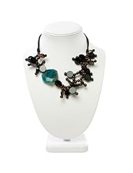 Jikora Dark Green Garnet Stone and Quartz Agate Stone Gorgeous Necklace