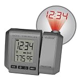 Silver Projection Alarm Clock with Atomic Time & Indoor Temperature