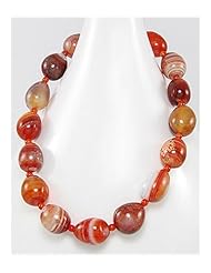 Red Agate Necklace In Brass