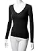 Doublju Womens Basic V-Neck Long Sleeve T-Shirt