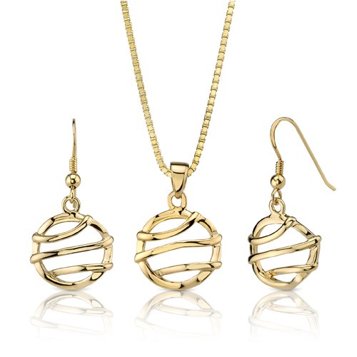 Childrens Toyshop  Jewelry : Chic Style: Sterling Silver Celebrity Style Modern Earring/Pendant Set with 14K Gold Plating