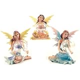 Flower Fairy Sitting with Glass Ball 3 Assorted (Sold Separately)