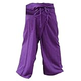 Thai Fisherman Pants Yoga Trousers FREE SIZE Plus Size Cotton Purple Stripe