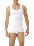 Underworks Mens Compression Body Shirt Girdle Gynecomastia Shirt Medium White