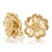 Heart Petals Flower Cubic Zirconia CZ Clip On Earrings For Women Non Pierced Ears Matte 14K Gold Plated Brass