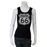 Women's Black Route 66 Beater Tank Top Medium - Made using the popular cities along the legendary highway