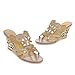 Charm Foot Fashion Rhinestone Womens Wedge Heel Open Toe Sandals Slippers