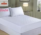 QUILTED MATTRESS PROTECTOR, SINGLE DOUBLE KING SUPER KING - FITTED MATTRESS COVER (DOUBLE)
