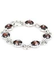 Giorgio Martello Sterling Silver Rhodium Plated Whiskey Cubic Zirconium Bracelet