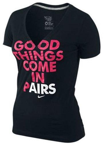 NIKE Damen T-Shirt Good Things Deep V-Neck, black/dk grey heather, M, 424503-010 Preisvergleich