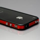 i-Beans 	 「全60色」iPhone 4　Mixed Plastic(Soft+Hard)　Bumper Case　信号守るシリコン+ブラスチック　バンパー 　保護液晶フィルム　USB充電ケーブル付　T.RED/BLK(371-49)