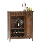 Tasman Wine Bar Unit with Bamboo Accents Walnut Finish