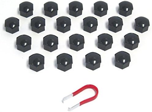 Myhung 20pcs 17mm Black Lug Nut Lug Bolt Cap Covers + Extraction Puller Tool ~ Perfect Fit for BMW (Black)