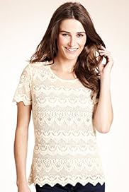 Indigo Collection Cotton Blend Lace Top