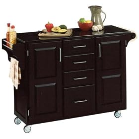 Wide Huntingburg Kitchen Cart, BLACK GRANITE, BLACK by Home Decorators Collection
